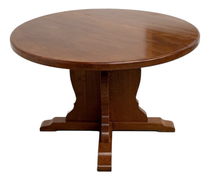 Brutalist Round Table in Oak, 1960s