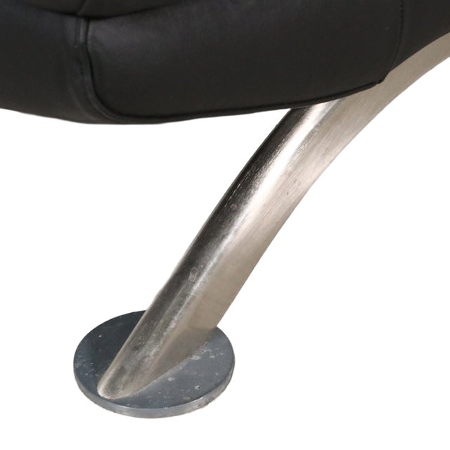 Animal Skin Nicoletti Black Modern Leather Loveseat For Sale - Image 7 of 11