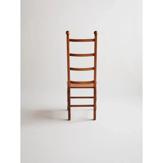 The Vintage Solid Wood Geometric Ladder Back Dining Chairs For Sale - Image 4 of 14