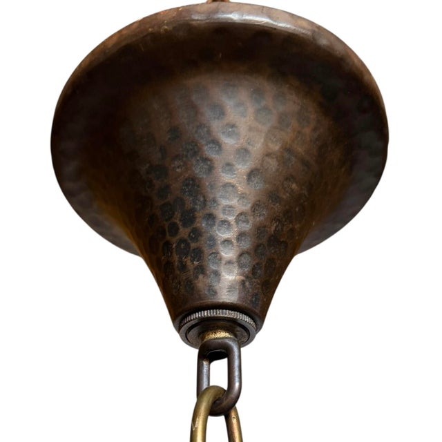 1920s Bronzed Iron and Brass Knight and Fleur De Lis Chandelier For Sale In Los Angeles - Image 6 of 8