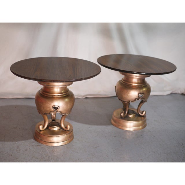 18th Century Chinese Cast Bronze Tripod Censers Modified With Tabletops - a Pair For Sale - Image 4 of 12