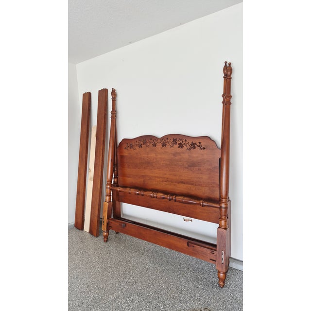 ♡ Queen size ♡ Solid Maple ♡ Unknown craftsman ♡ Maple Leaf Carvings ♡ Sturdy ♡ Simple to assemble ♡ Rustic ♡ 80" Tall,...