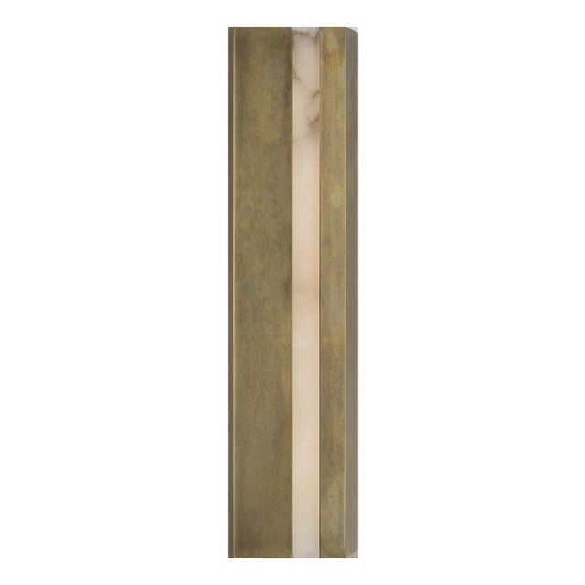 Austera 32" Sconce in Mottled Brass with Alabaster Designer: Anne-Marie Barton Finish: Mottled Brass Height: 32" Width: 8"...