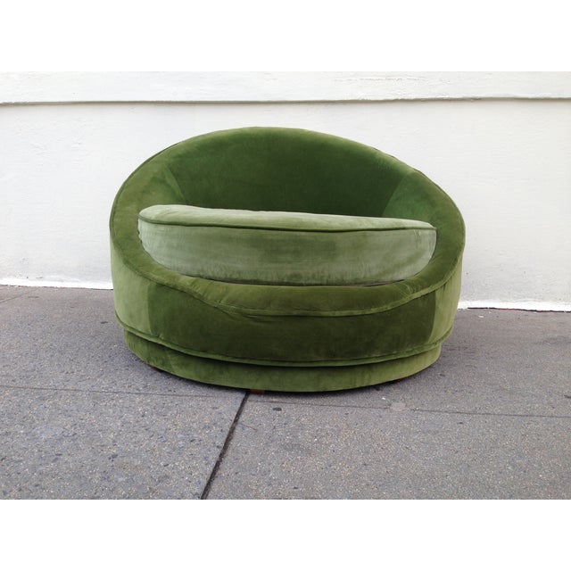 Milo Baughman Emerald Green Swivel Loveseat Chairish