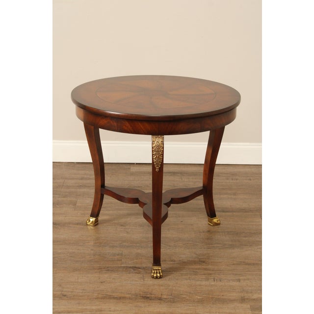 High Quality American Made Mahogany Center Table with Brass Acanthus Accents and Paw Feet