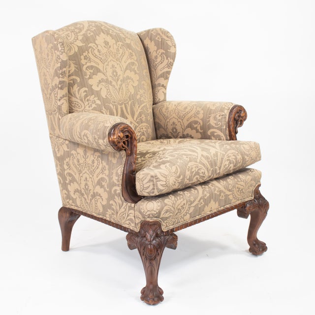 1990s Late 20th Century George II Style Walnut Wing Armchair by Mike Bell For Sale - Image 5 of 18