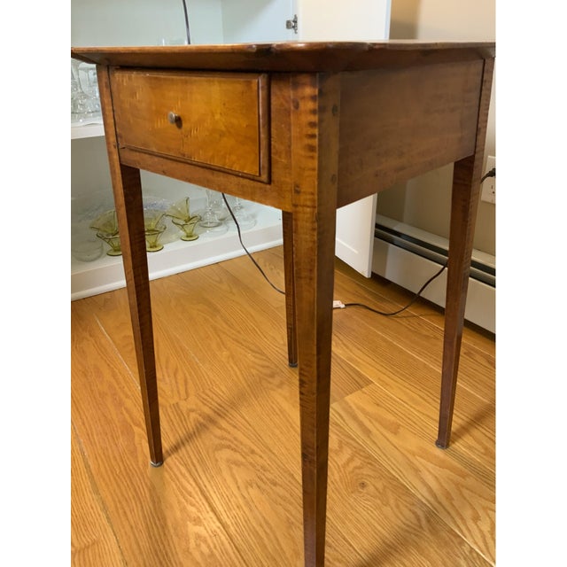 Vintage Tiger Maple Cookie Cutter Corner Side Table For Sale - Image 4 of 6