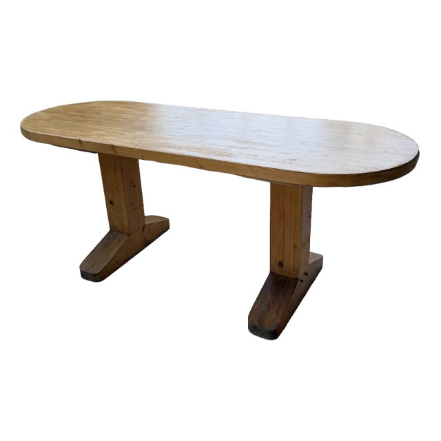 Brutalist Oval Table in Pine, 1950 For Sale