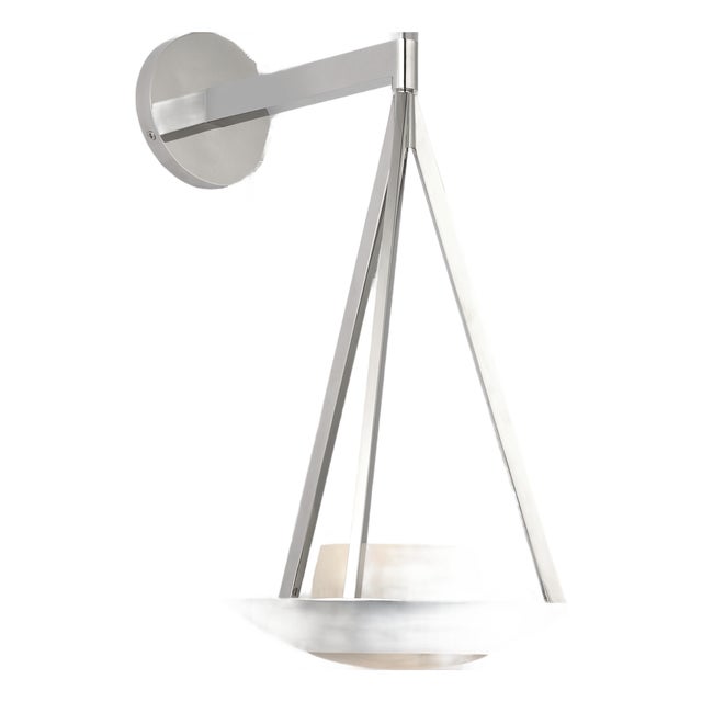 Barbara Barry for Visual Comfort Signature Divina 19" Floating Bowl Sconce in Polished Nickel with Alabaster For Sale