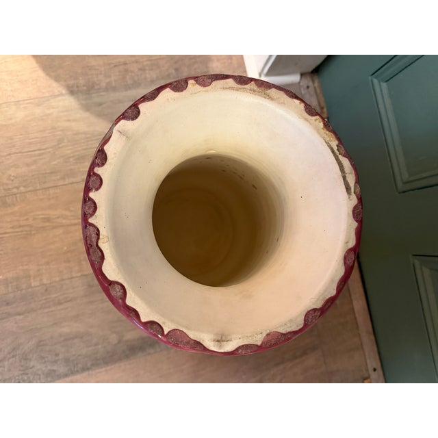 Monumental Antique Weller Pottery Blended Majolica Jardiniere & Pedestal Set For Sale - Image 12 of 14