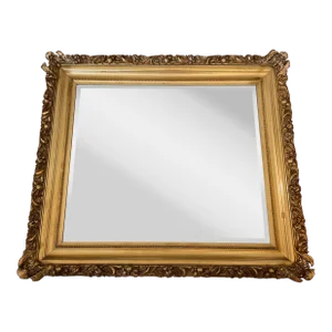 Large 19th Century Gilt Wood Wall Mirror With Ornate Carved Rococo Frame
