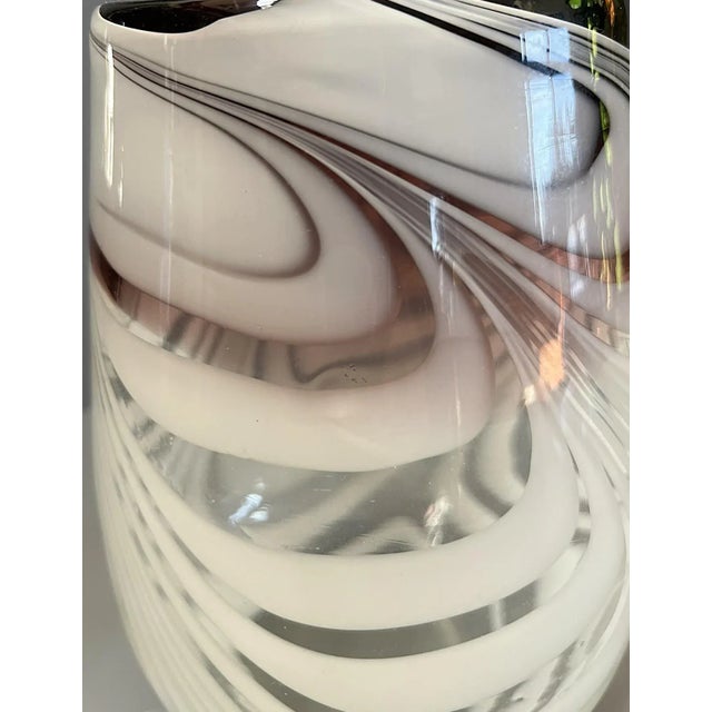 1970s Hand Blown Amethyst Purple White Art Glass Vase For Sale In Chicago - Image 6 of 10
