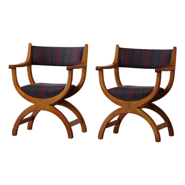 Danish Modern Oak Model Kurul Armchairs attributed to Henning Kjærnulf, 1960s, Set of 2 For Sale