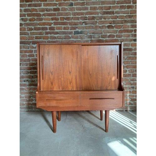 Vintage Teak Tall Sideboard / Bar Cabinet For Sale - Image 5 of 5