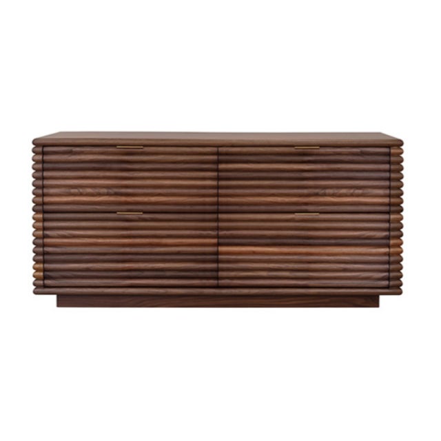 Worlds Away Matthew Izzo Home Ranger Walnut Four Drawer Chest With Brass Drawer Pulls For Sale - Image 4 of 4