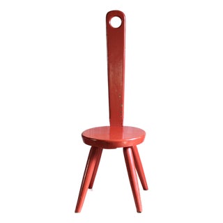 Handmade Red "Keyhole Chair" in the Style of William Fetner For Sale