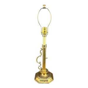 Vintage Homestead Shoppe of Indiana Brass Candlestick Lamp With Scrolled Brass Handle