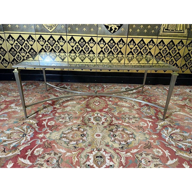 Metal Neoclassical Coffee Table in Metal, Brass and Glass For Sale - Image 7 of 7