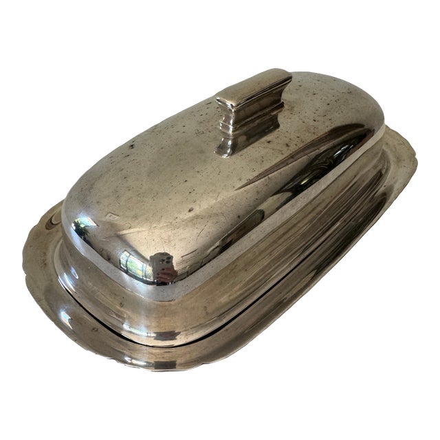Vintage Reed & Barton Embassy Silver Plate Covered Butter Dish #1142 | Domed Lid | Streamlined MCM Design | No Glass Liner | American Silverplate For Sale