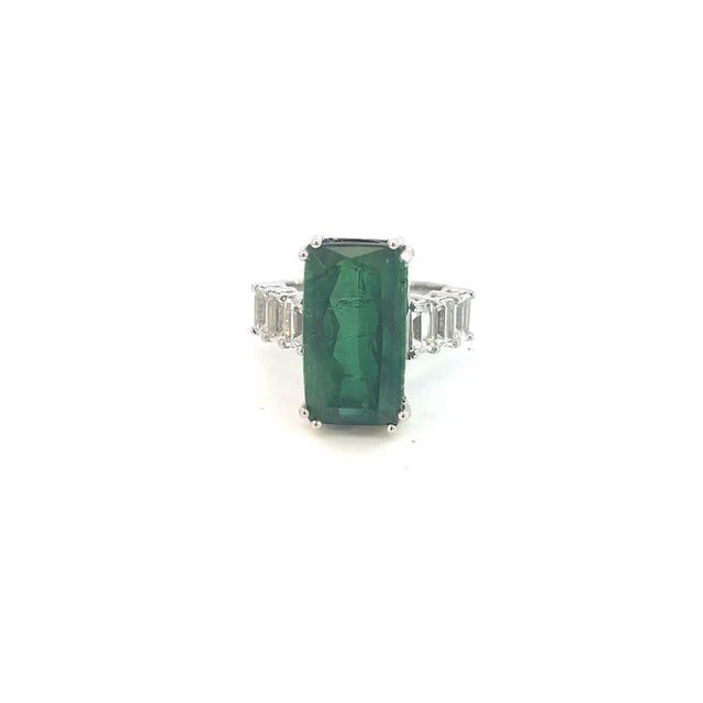 Natural Tourmaline Sapphire Ring 7 14k WG 12.17 TCW Certified For Sale - Image 4 of 18