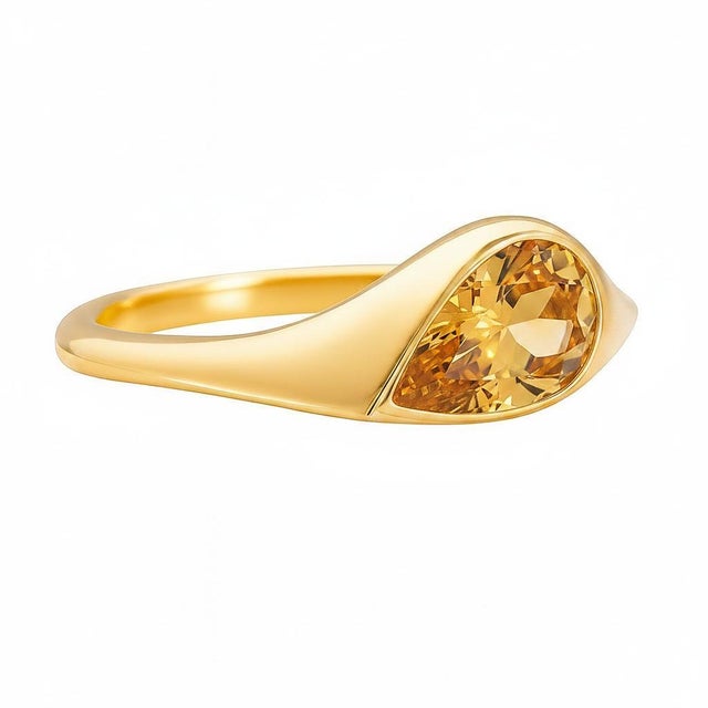 Pear Citrine East-West Ring, Size 7.5 For Sale - Image 6 of 13