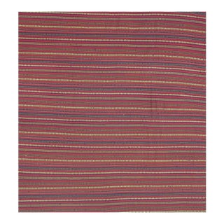 1950s Modern Multicolor Stripe Geometric Turkish Decorative Flatweave Kilim Rug For Sale