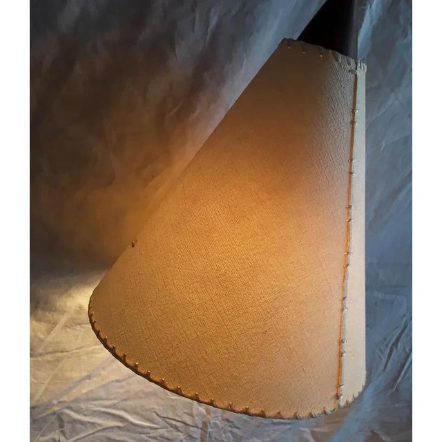 Wood Vintage Height-Adjustable Ceiling Lamp with Mounting and Counterweight in Teak with a Cream-Colored Paper Screen, 1970s For Sale - Image 7 of 8