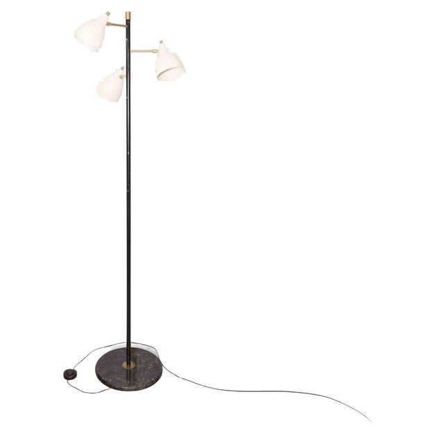 Vintage Floor Lamp in Metal and Brass with Black Marble Base, Italy, 1950s For Sale - Image 6 of 6