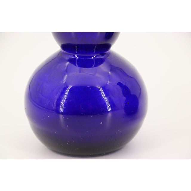 Pair of 19th Century Portuguese Blue Hand-Blown Glass Perfume Bottles For Sale - Image 9 of 16