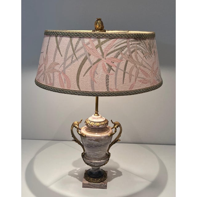 Mid 19th Century Large Louis XV style lamp in marble and decorated with decorative bronze For Sale - Image 12 of 12