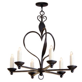 Fine Italian Six Arm Wrought Iron Chandelier by Randy Esada Designs Inc for PROSPR For Sale