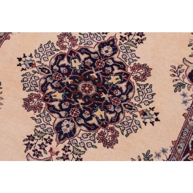 Elegant 1990's Pak-Persian Ivory/Blue Wool Rug - 2'7'' X 4'2'' For Sale - Image 4 of 9