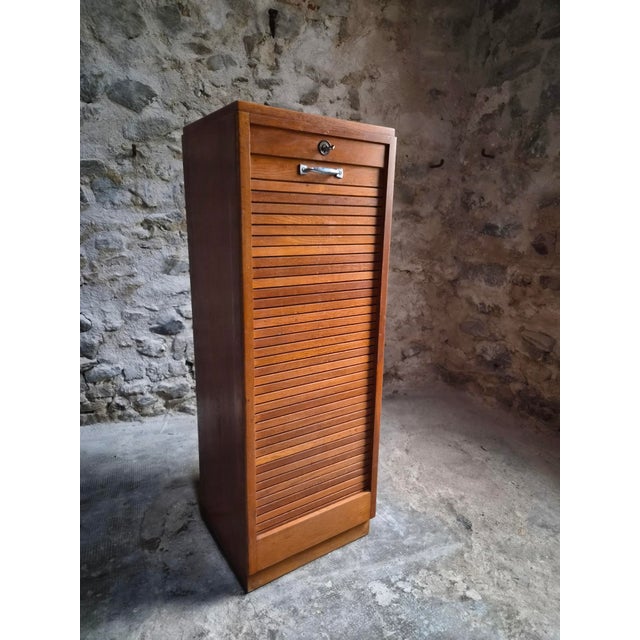 Vintage Oak Roll Top Cabinet, France, 1960s For Sale - Image 18 of 18