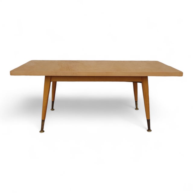 Mid-Century Modern Coffee Table in Maple Veneer and Beech with Brass Legs, Germany, 1960s For Sale - Image 10 of 10