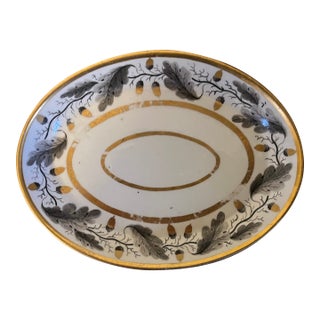 Antique 18th Century George III Worcester Porcelain Tea Pot Stand Decorated With Oak Leaf Garland and Acorns For Sale