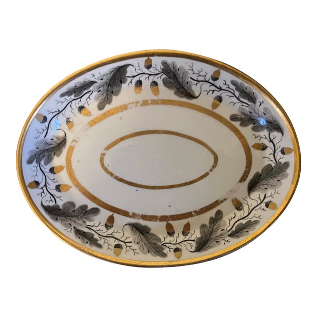 Antique 18th Century George III Worcester Porcelain Tea Pot Stand Decorated With Oak Leaf Garland and Acorns For Sale