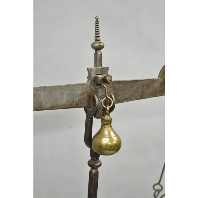 Mid 19th Century Antique English Gothic Arts & Crafts Hand Wrought Iron Balance Beam Scale For Sale In Philadelphia - Image 6 of 12