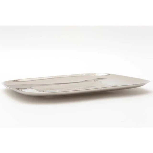 Metal Vintage Silver-Plate Tray Diego Rivera Style, Hallmarked, 1940's For Sale - Image 7 of 10