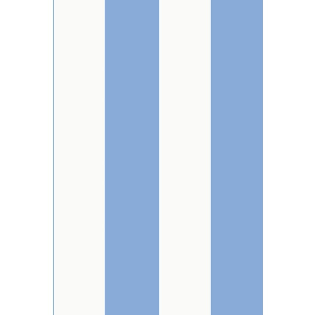 Clubhouse Stripe Grasscloth Wallpaper by House Party | Cornflower Blue and White | 8 Yards For Sale - Image 9 of 11