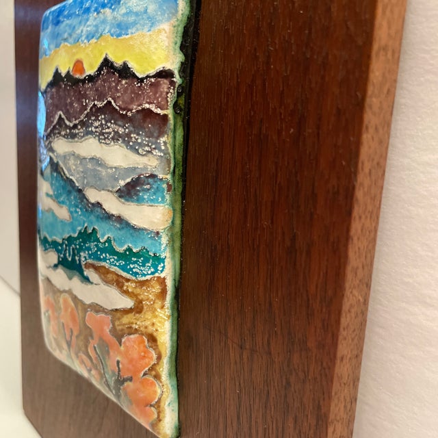 Enamel on metal landscape (probably Colorado) by Knoxville artist Dr. Stephen Krauss. Krauss was a world traveler, getting...