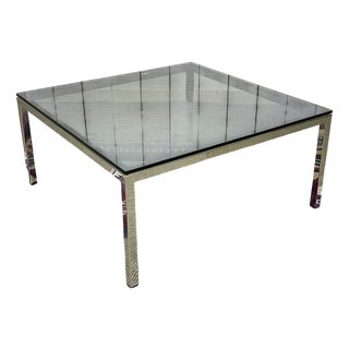 Chrome Coffee Table with Glass Top, 1980s For Sale