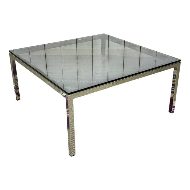 Chrome Coffee Table with Glass Top, 1980s For Sale