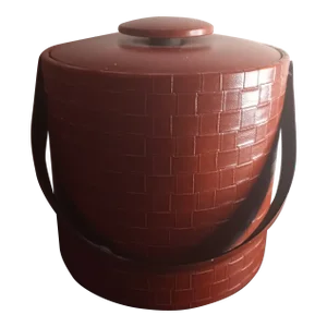 Vintage George Briard Burgundy Leather Wrapped Ice Bucket