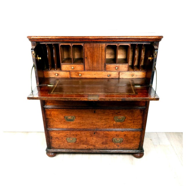 Campaign Campaign Secretary Chest of Drawers, 19th Century English For Sale - Image 3 of 11