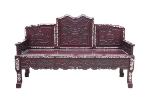 Chinese Red Rosewood & Mother of Pearl Bench