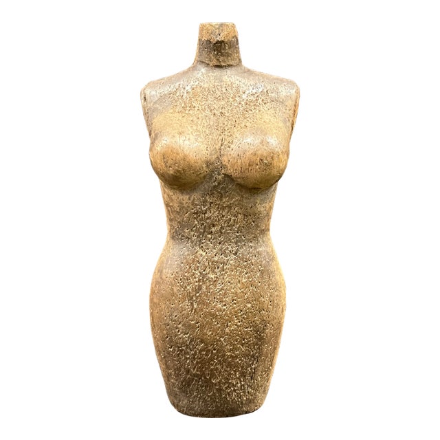 Carved Solid Wood Late 20th Century Female Torso Sculpture #T978 For Sale