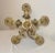 Metal Antique Ornate Art Deco 5 Arm Brass Alabaster Hanging Chandelier Fixture Lamp For Sale - Image 7 of 13