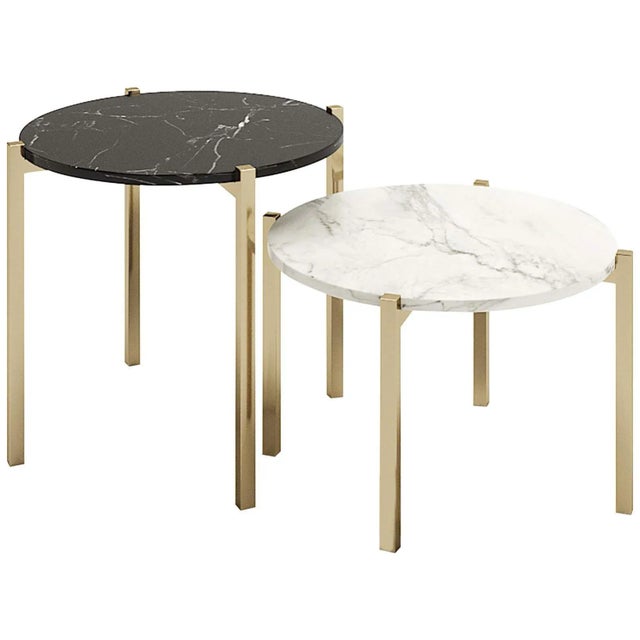 Metal Round Side Tables with Coated Metal Legs, Set of 2 For Sale - Image 7 of 7