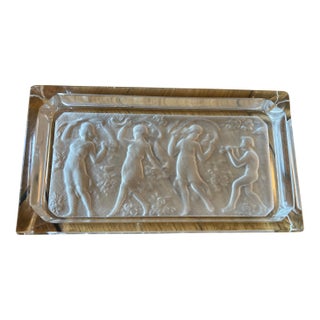 Art Deco Heinrich Hoffmann Bohemian Crystal Box/Ashtray - Faun & Dancing Nymphs For Sale