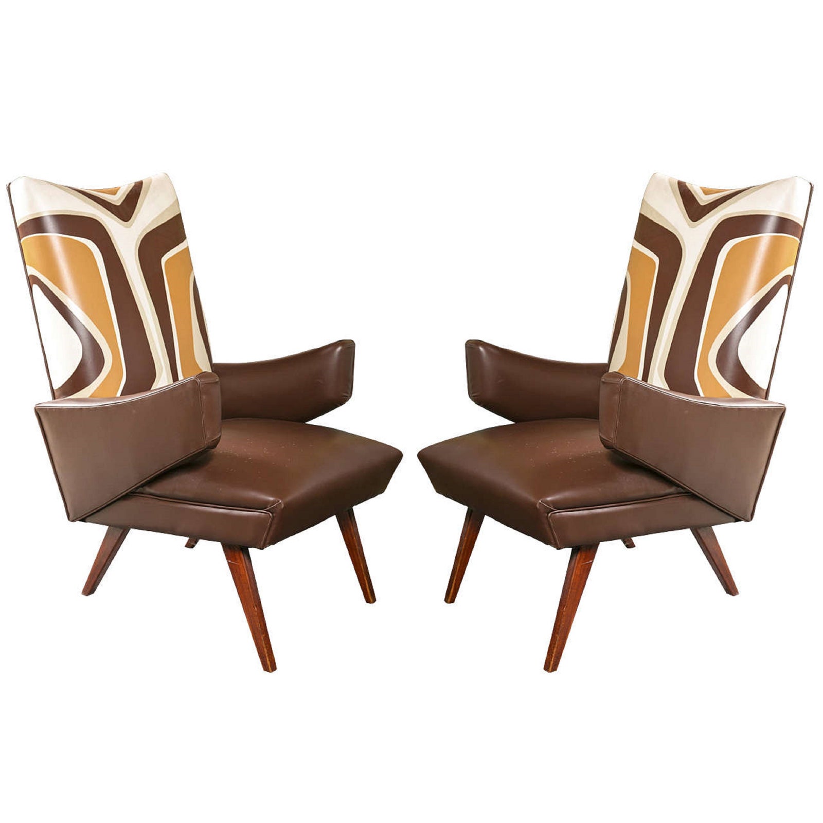 Mid Century Leather Chairs A Pair Chairish
